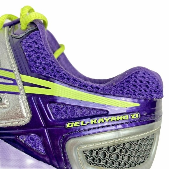 Asics Gel Kayano 21 Athletic Running Shoe Gray Purple Green Womens Size 9 1/2 - Picture 5 of 11